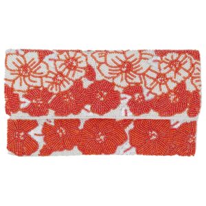 LCD Chic Coral Flower Beaded Clutch