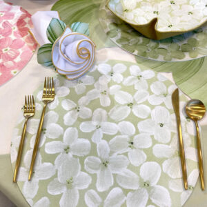 White Petals on Field of Green Placemat