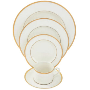 Pickard Signature Gold White No Monogram 5 Piece Place Setting
