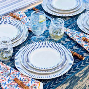 Sitio Stripe Blue Dinner Plate