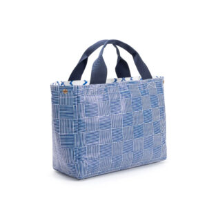 Navy Woven Snap Tote