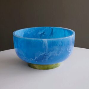 Resin Rio Large Bowl With Base Blue and Green