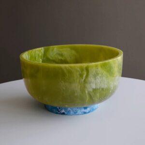 Resin Rio Large Bowl with Base Green and Blue